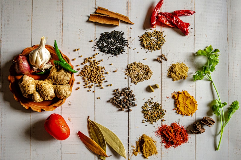 Fresh herb garden and botanical ingredients